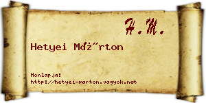Hetyei Márton névjegykártya